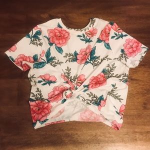 Pink and Blue Floral T-shirt Top